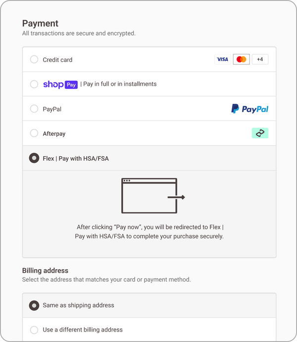 Pay with Flex - Select Flex at Checkout